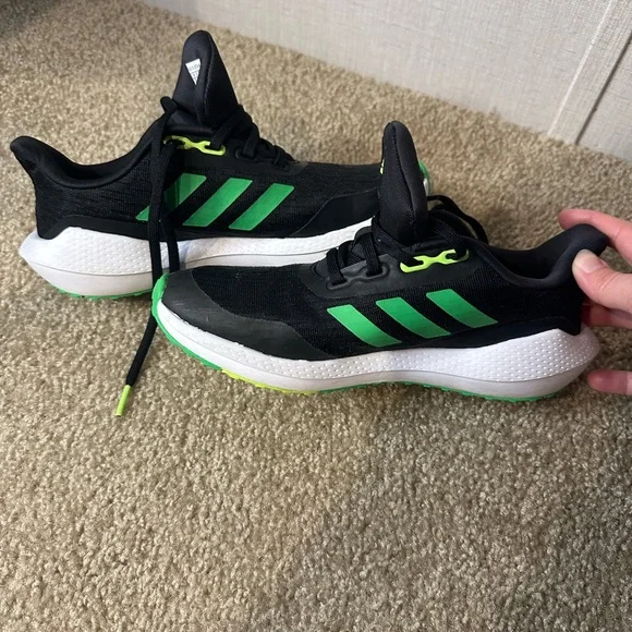 Adidas Kids Black and Green Running Shoes - Picture 8 of 10